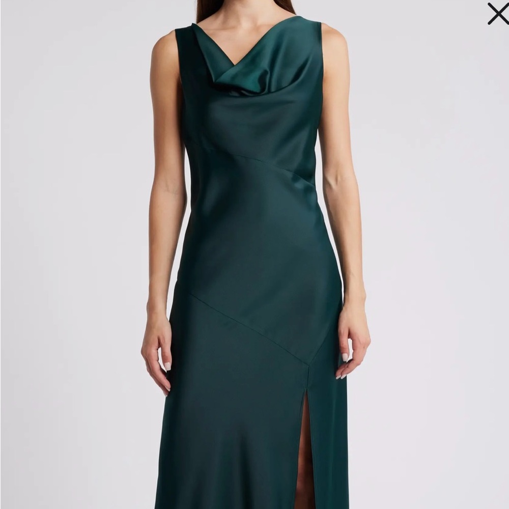 Wayf green satin dress